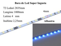 BARA LED 12V - 2835 ALBASTRU / 1000MM X 4MM